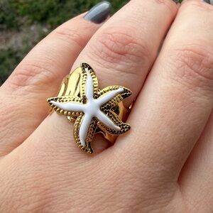 Gold Starfish Ring 18k gold plated